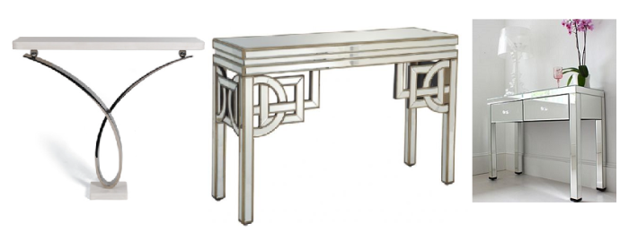 Mirrored console tables